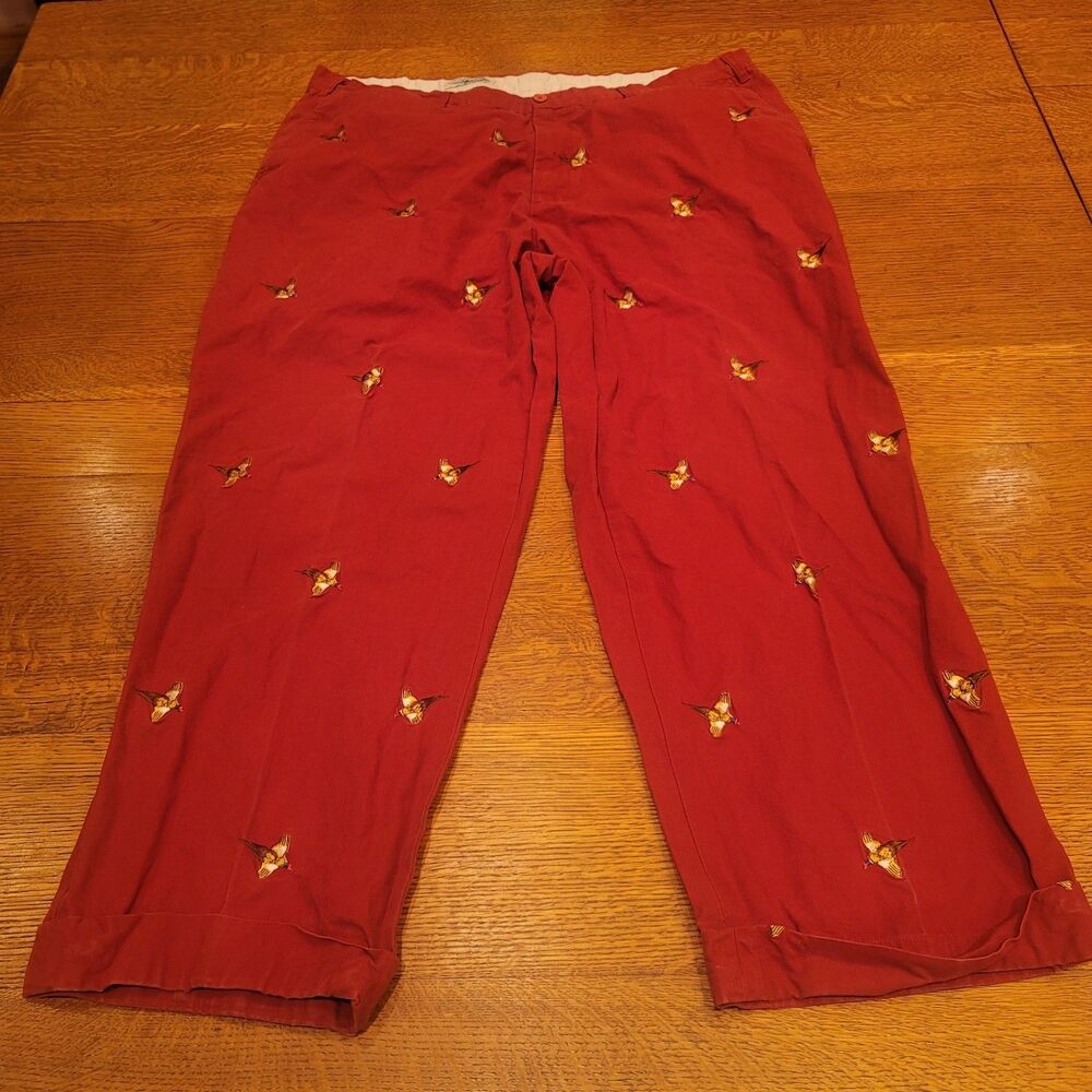 Castaway Nantucket Red Pants Pheasant Bird Embroidery Golf Preppy 42xUF